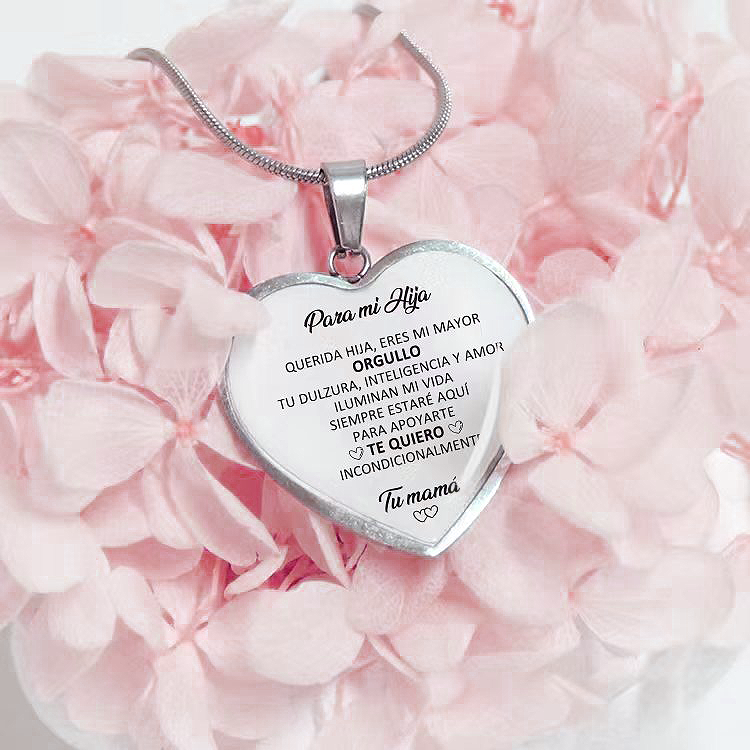 Collar Corazón con Dedicatoria para Hija (LIQUIDACIÓN)