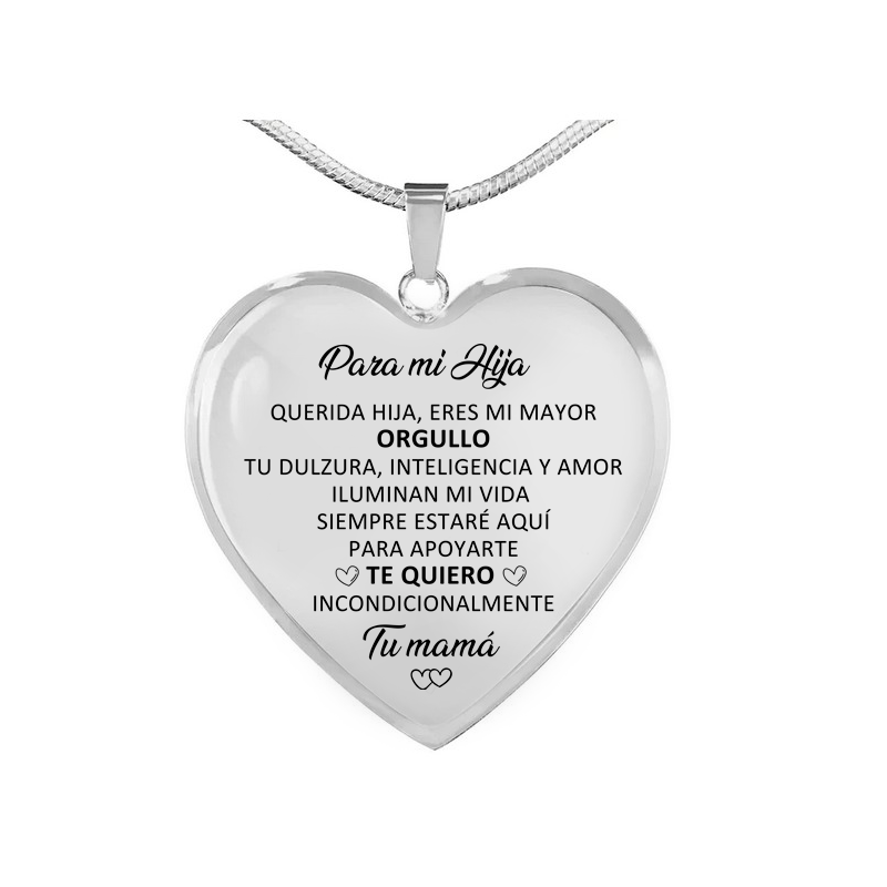 Collar Corazón con Dedicatoria para Hija (LIQUIDACIÓN)