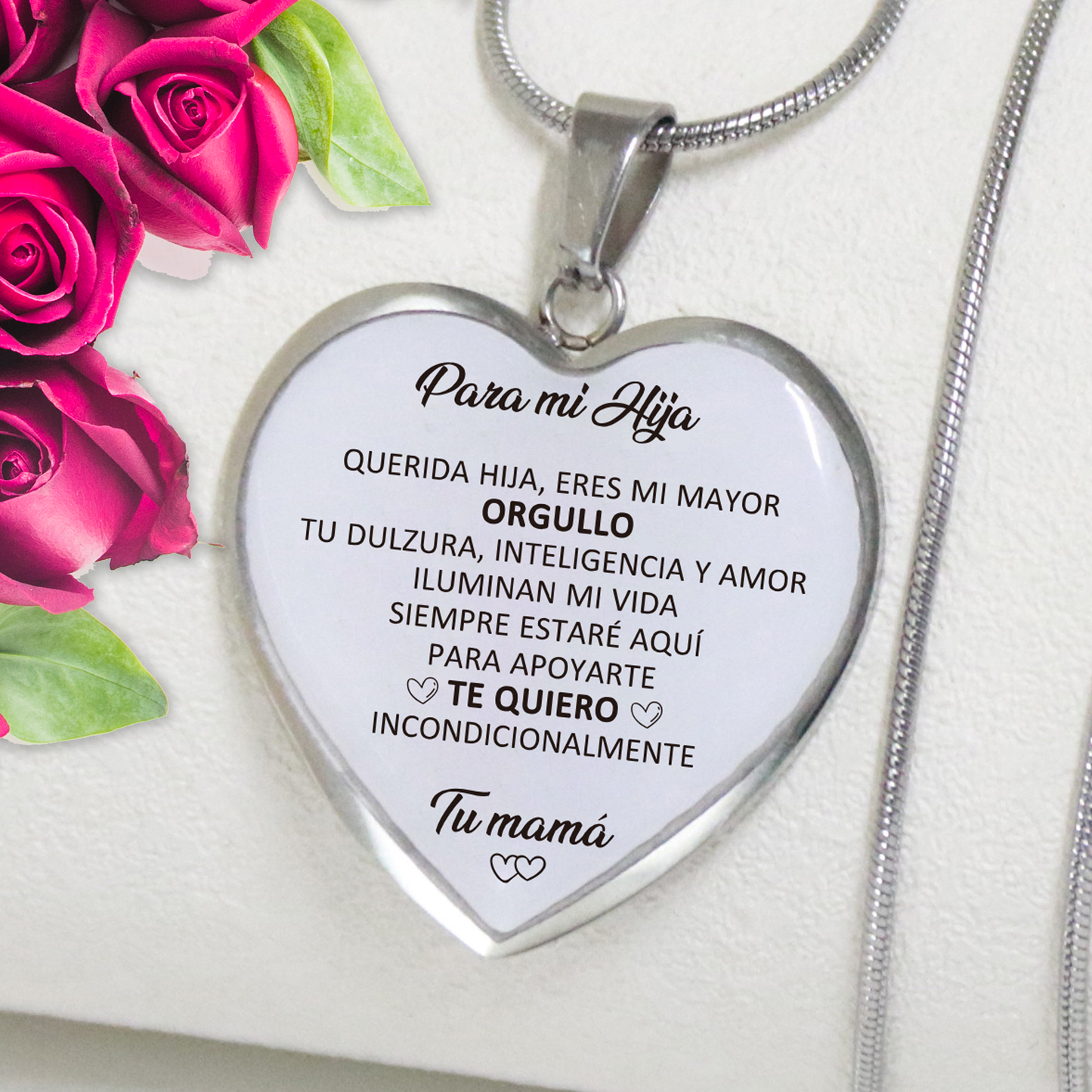 Collar Corazón con Dedicatoria para Hija (LIQUIDACIÓN)