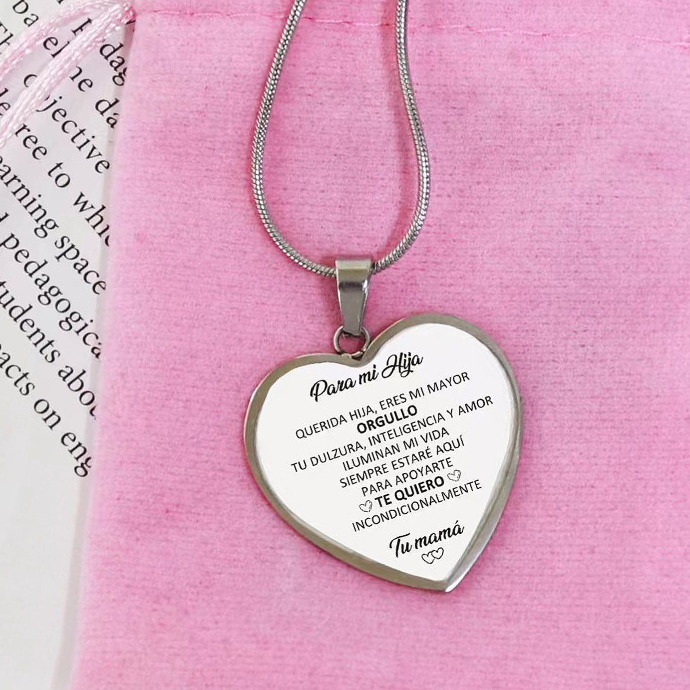 Collar Corazón con Dedicatoria para Hija (LIQUIDACIÓN)